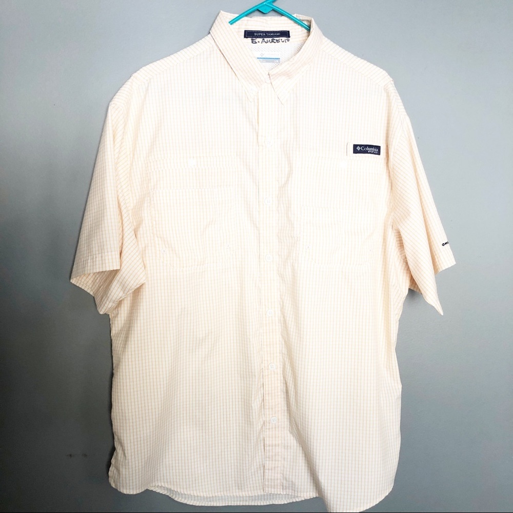 Columbia PFG Omni Shade Orange Plaid Shirt L